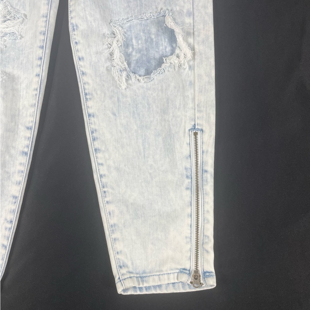 Abercrombie And Fitch Women Blue Washed Distressed Straight Denim Jeans 28-0 - Picture 3 of 10